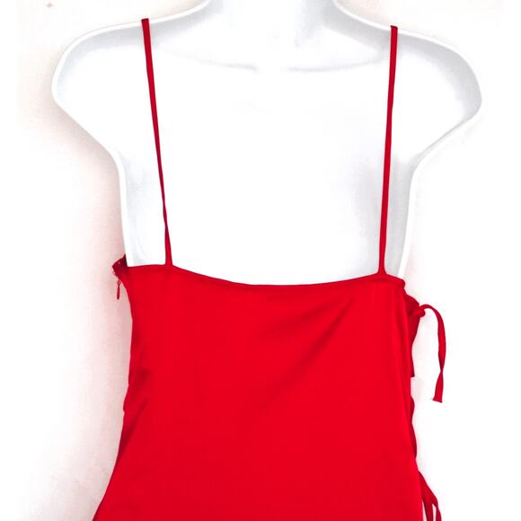 Nwt ZARA Red Satin Effect Side Tie Maxi Cocktail Dress Women's Size Small - Picture 8 of 10